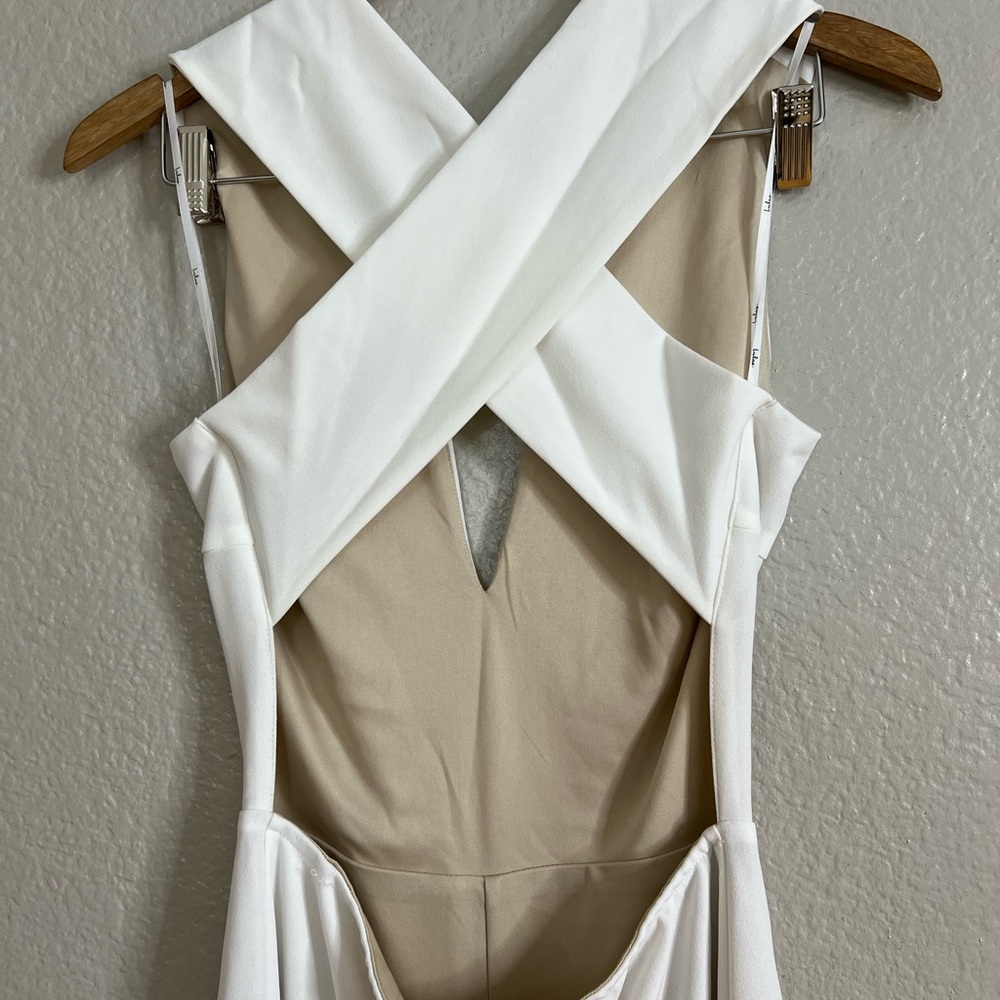 Thinking Out Loud White Backless Jumpsuit View 4